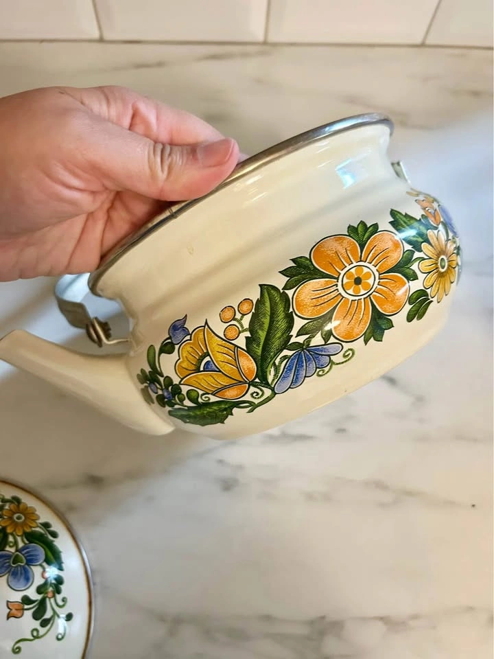 Vintage Gailstyn-Sutton Jardine Collection enamel teapot - photo 4