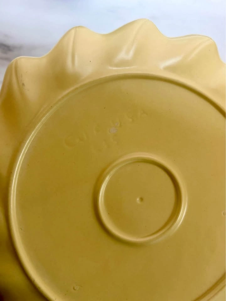 Vintage California USA Pottery Ceramic Yellow Platter Plate Gray - photo 4