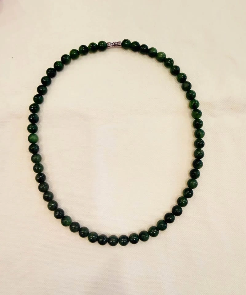 Authentic Hetian Green Jade Bead Necklace with NGTC Certificate - photo 3