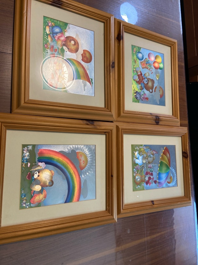 Vintage Bear Rainbow Art Prints Set of 4