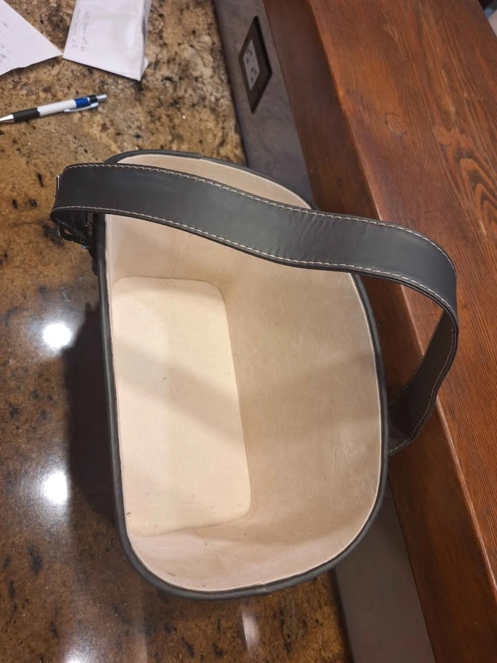 Brown faux leather storage basket - photo 2