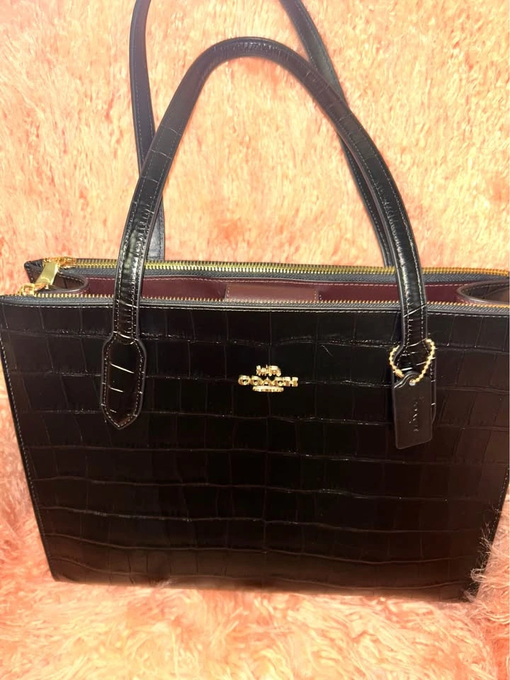 Authentic Coach Nina Croc Tote Bag – Black | Brand New - photo 2