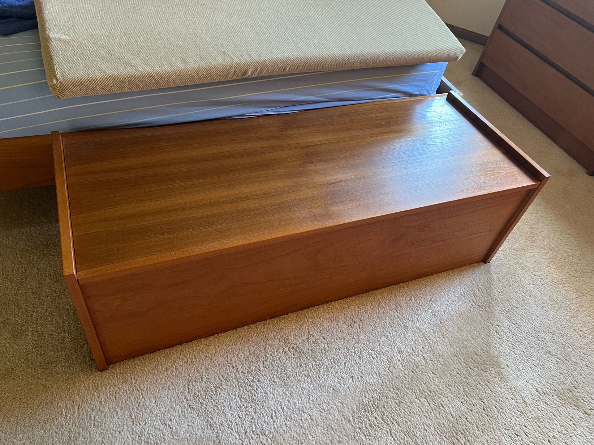DANISH TEAK WOOD STORAGE CHEST w/CUSHION - photo 2