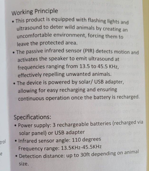 Animal Spook Scare Repeller Ultrasonic Solar Power - photo 4