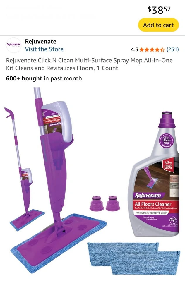 Brand New Rejuvenate Click N Clean Multi-Surface Spray Mop Kit - photo 2