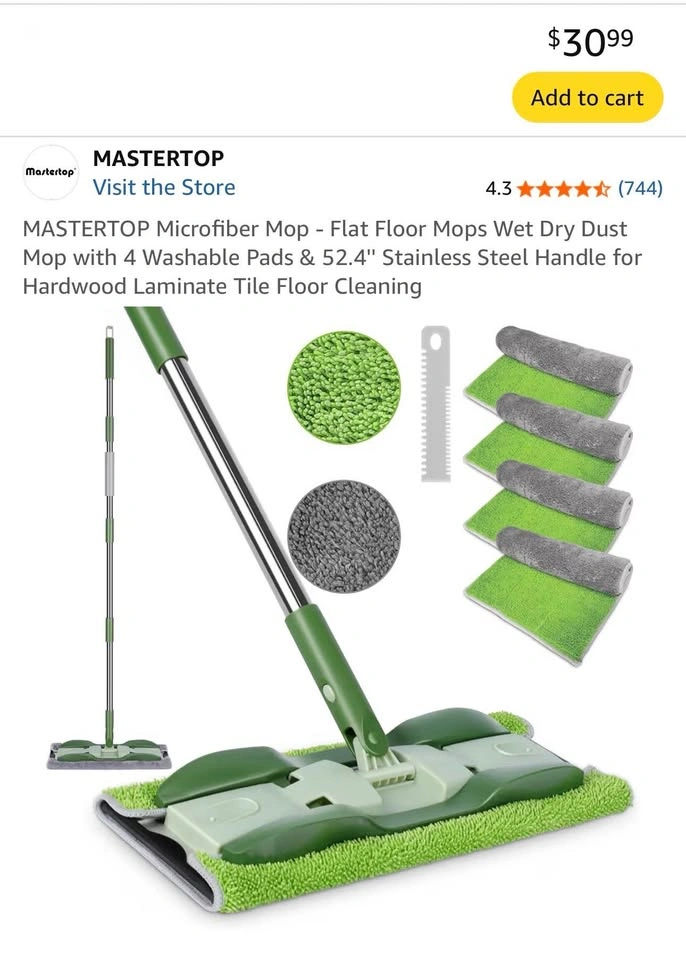 Brand New MASTERTOP Microfiber Flat Floor Mop Set - photo 2