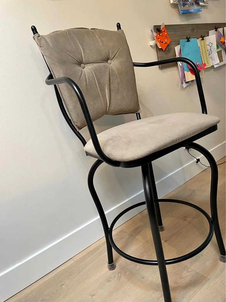 Set of 3 Bar Stools - Black and Greige