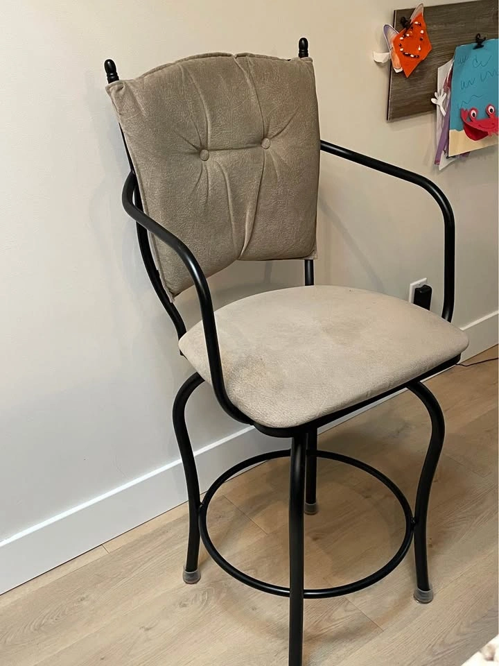 Set of 3 Bar Stools - Black and Greige - photo 2