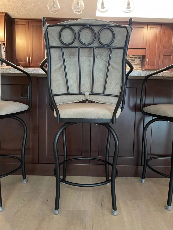 Set of 3 Bar Stools - Black and Greige - photo 4