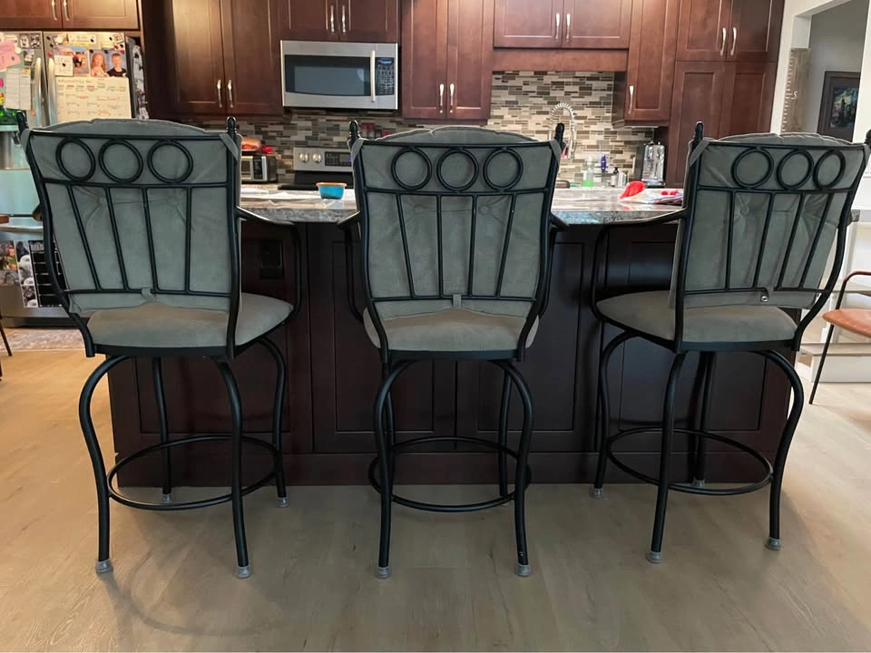 Set of 3 Bar Stools - Black and Greige - photo 5