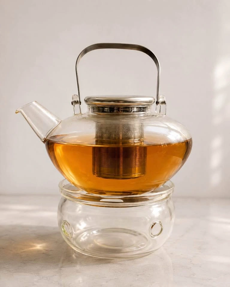 DAVIDsTEA Glass Teapot with Infuser & Warmer Base