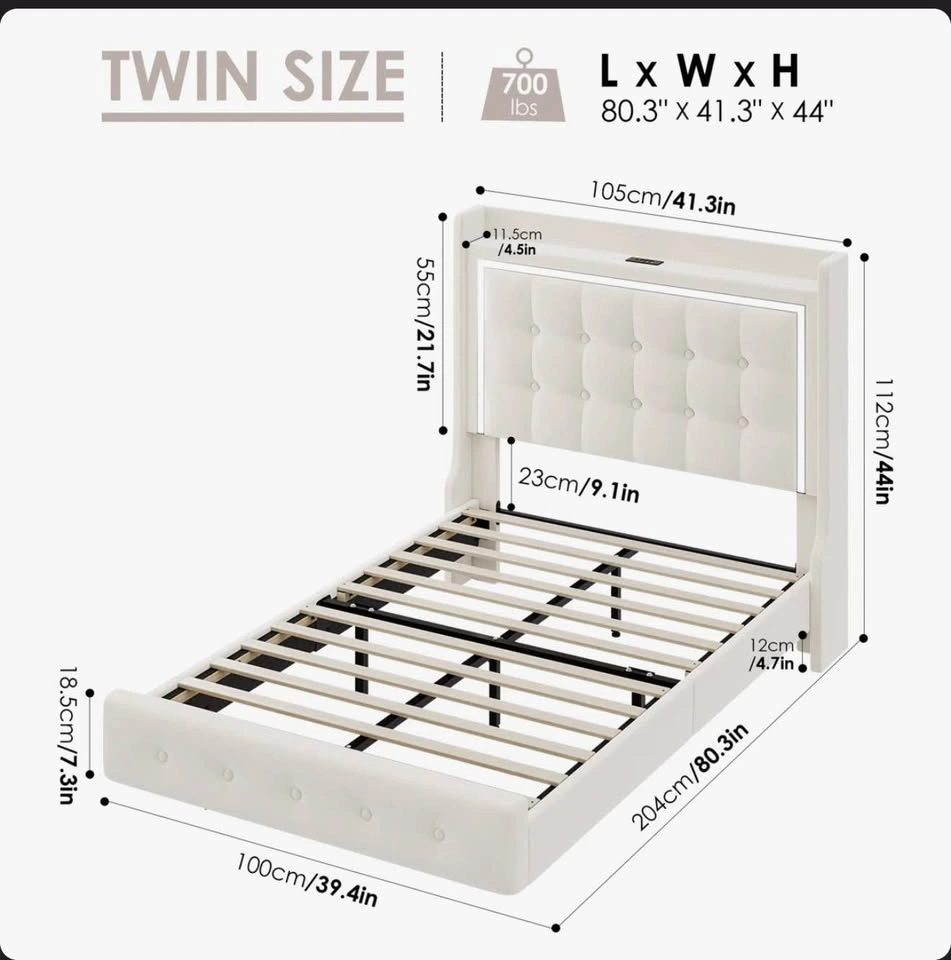 Twin bed with 10 inch memory foam mattress - photo 2