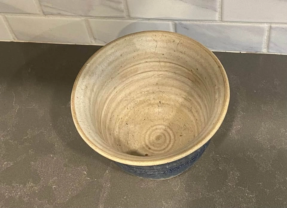 Handmade Studio Pottery Ceramic Bowl with Blue Glaze - photo 2