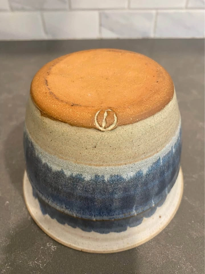 Handmade Studio Pottery Ceramic Bowl with Blue Glaze - photo 3