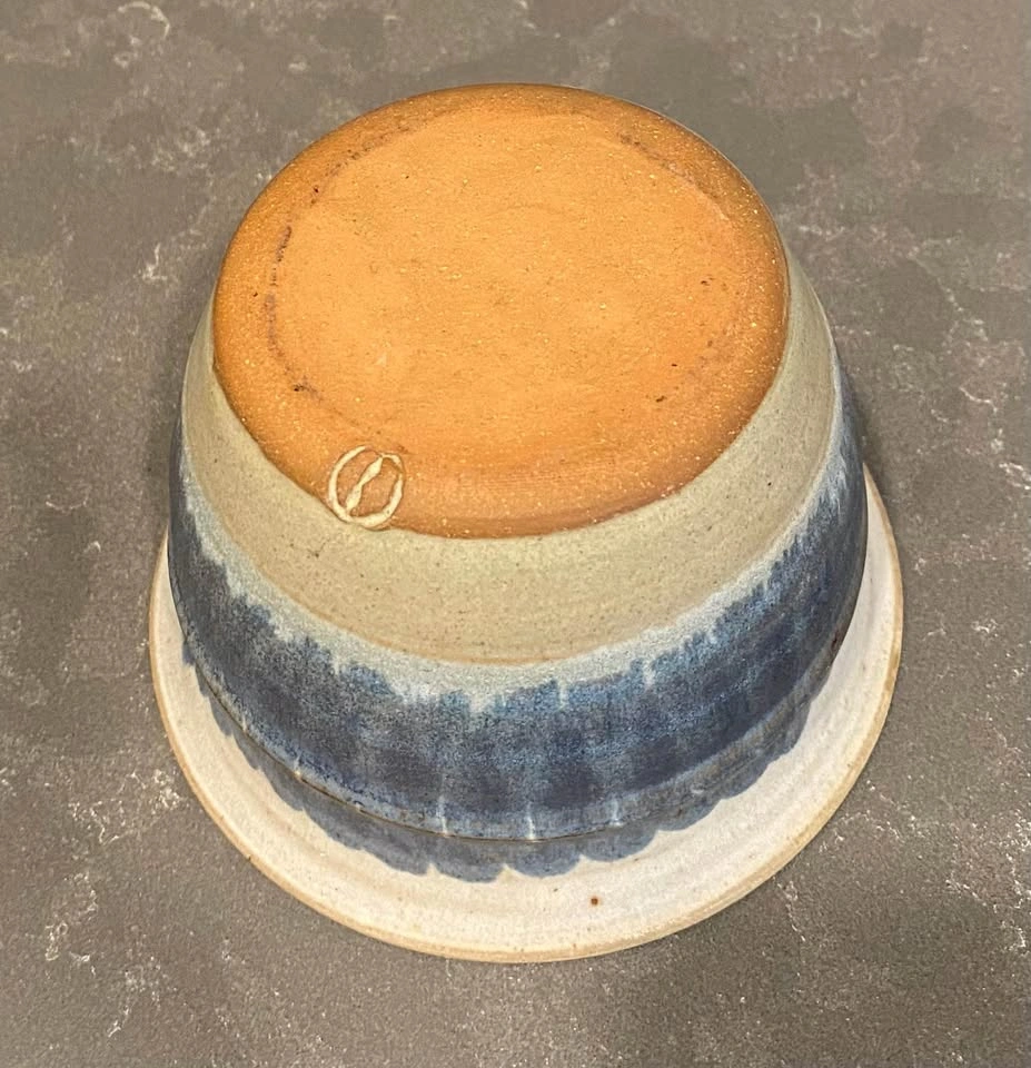 Handmade Studio Pottery Ceramic Bowl with Blue Glaze - photo 4
