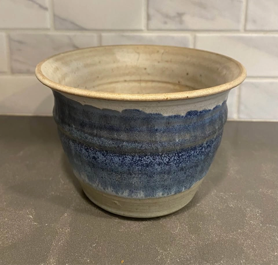 Handmade Studio Pottery Ceramic Bowl with Blue Glaze - photo 5
