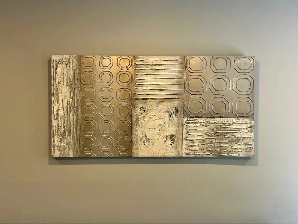 Large Textured Abstract Metallic Wall Art 60cm x 120cm