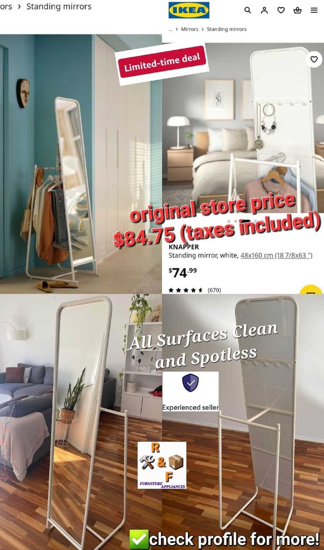 ✴️✅️ IKEA KNAPPER Standing Mirror, (NEW)