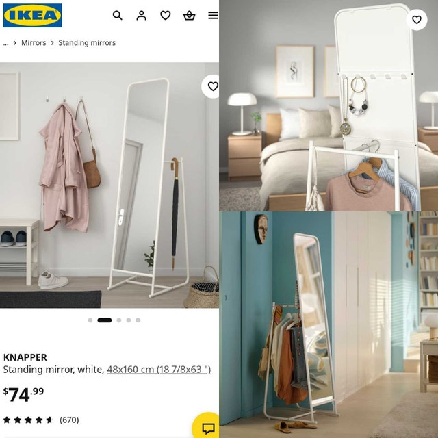 ✴️✅️ IKEA KNAPPER Standing Mirror, (NEW) - photo 3