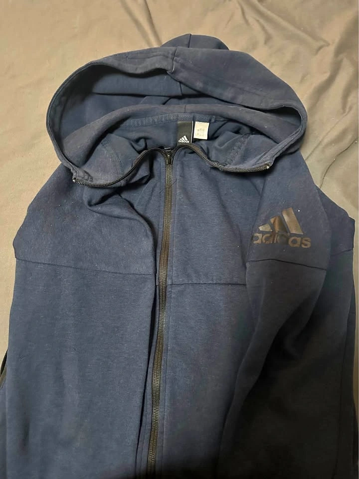 Adidas Navy Blue Full-Zip Performance Hoodie / Jacket