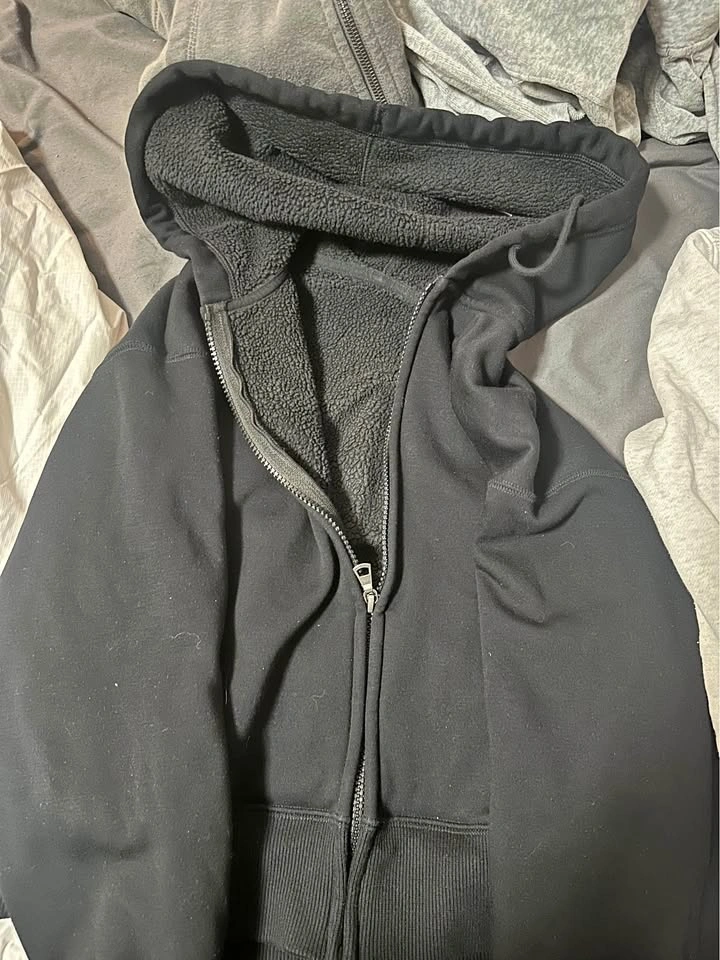 Black Sherpa / Fleece Lined Full-Zip Heavy Hoodie