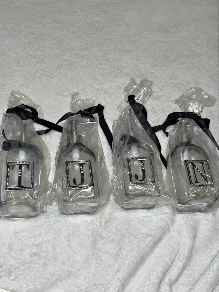 Monogrammed Glass Soap Dispensers - Set of 4