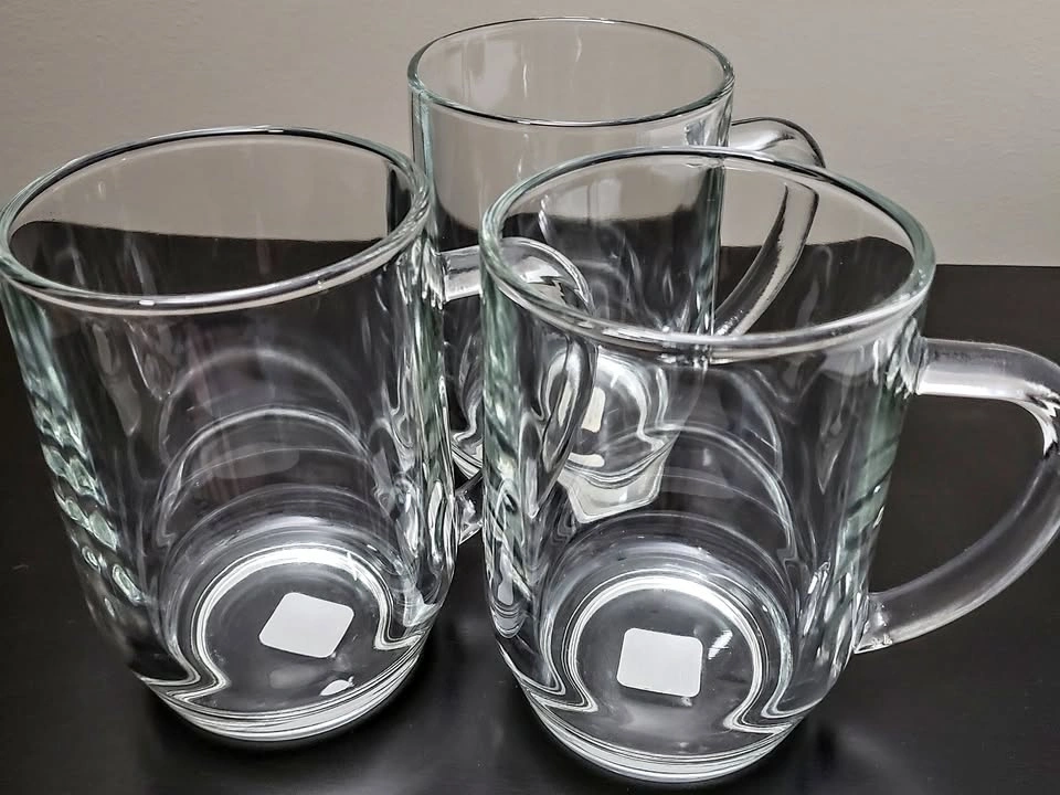 BRAND NEW! 3 Haworth Glass Beer/Coffee Mugs 20 oz
