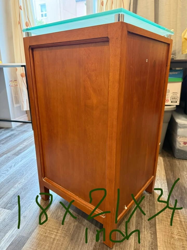 Modern Curved Wood Cabinet/night stand with Glass Top - photo 3