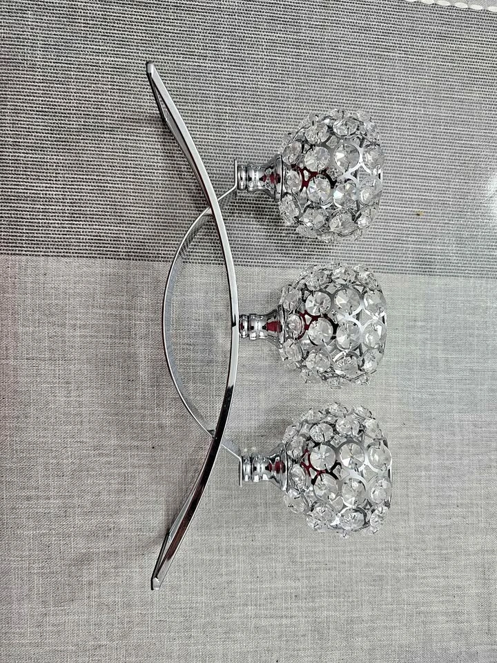 Silver 3-Globe Crystal Candelabra