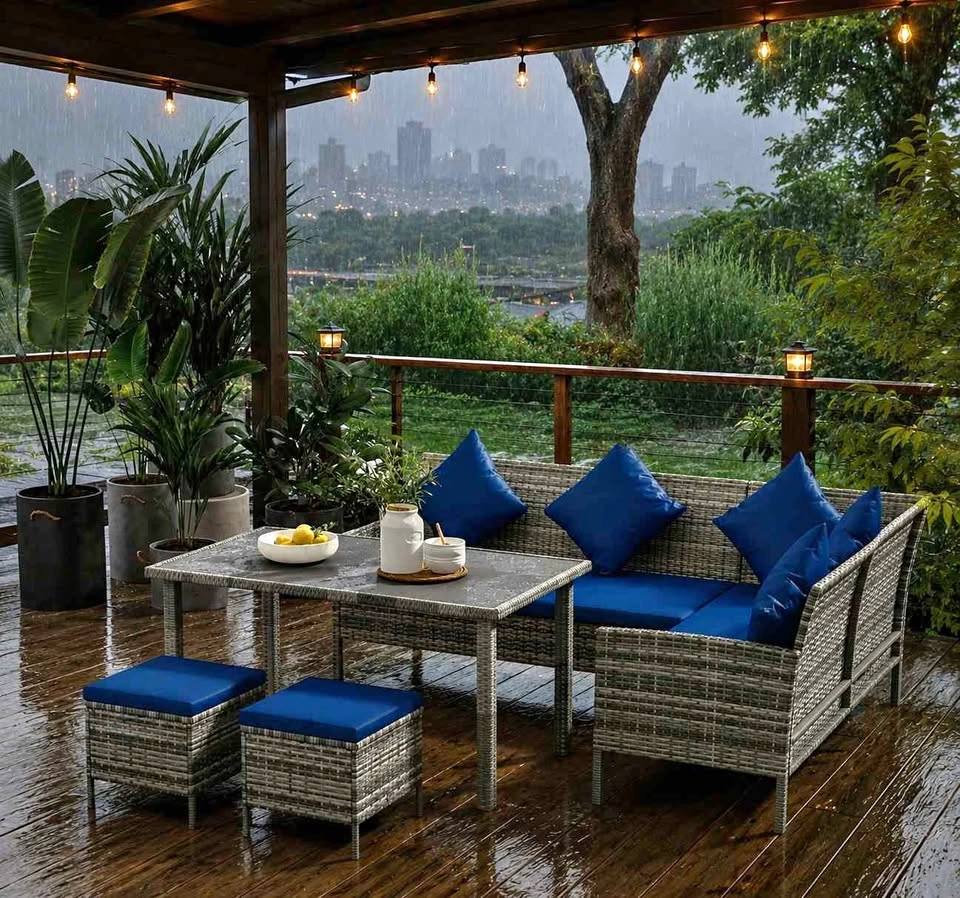 Brand New 5 Pieces Wicker Patio Dining Set with Cushions