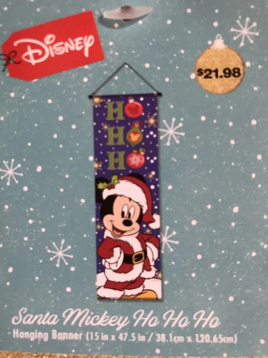 Disney Christmas Mickey Mouse “Ho Ho Ho” Hanging Banner Wall Dec