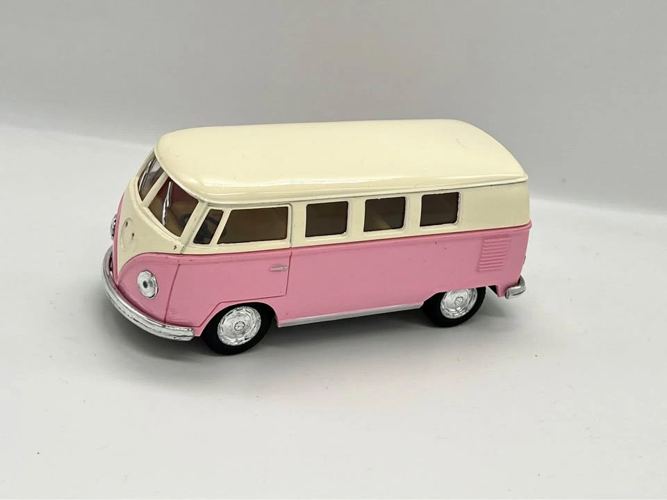 Kinsmart 1962 Volkswagen Classical Bus Toy Car Pink/Cream 1:32 S