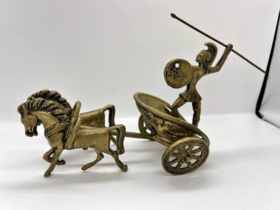 Vintage Brass Chariot Figurine