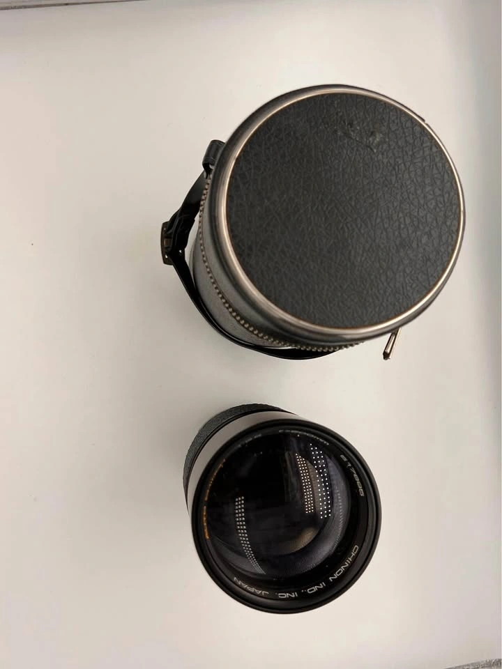 Vintage CHINON Auto 200mm f3.5 Lens. M42 Mount. cap. case. - photo 2