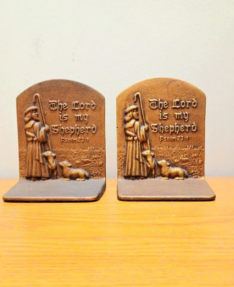 Antique Rare Heavy Solid Brass Book Ends thumbnail
