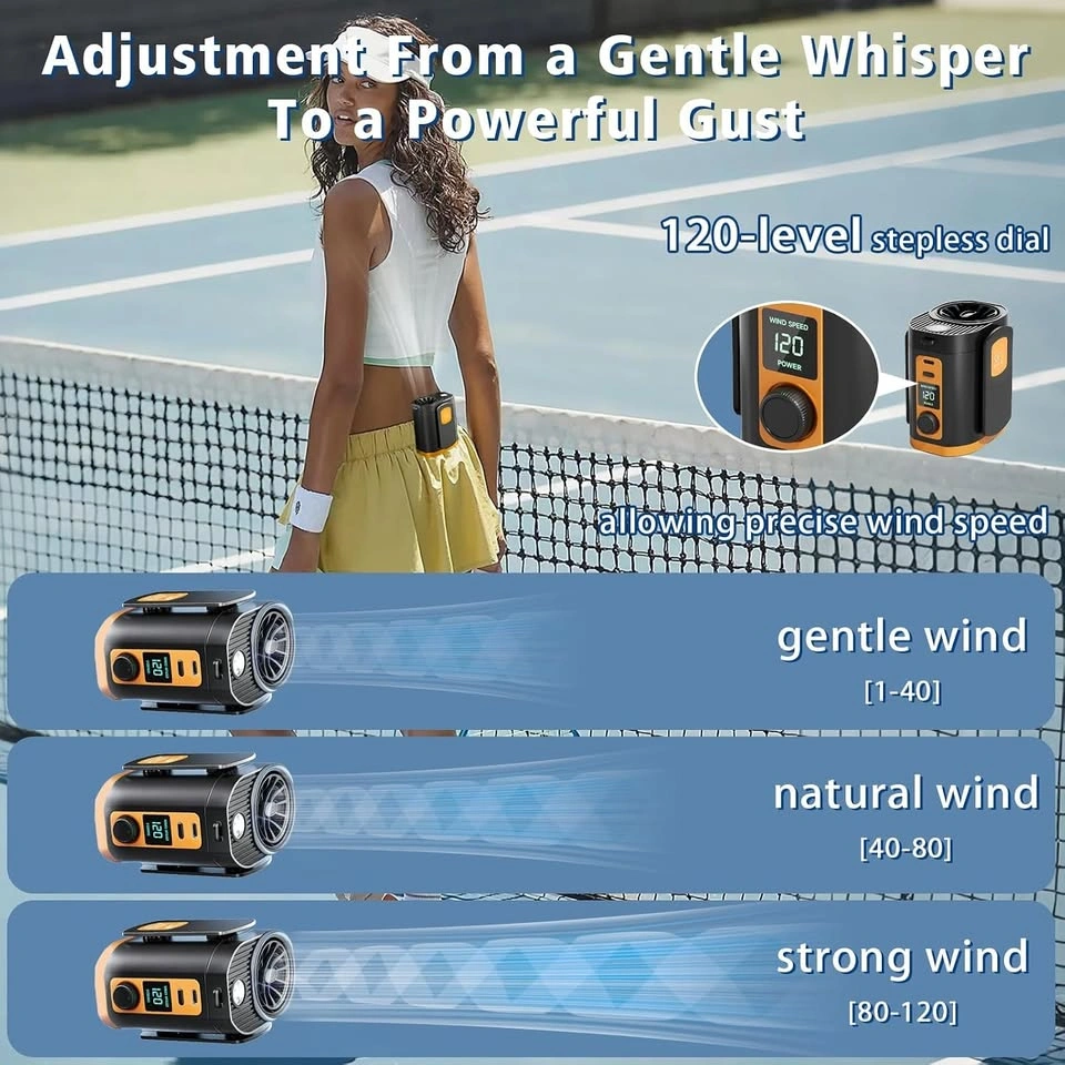 Portable Fan, 120-Speed Adjustable Waist Clip Fan - photo 4