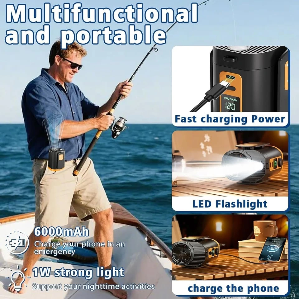Portable Fan, 120-Speed Adjustable Waist Clip Fan - photo 5