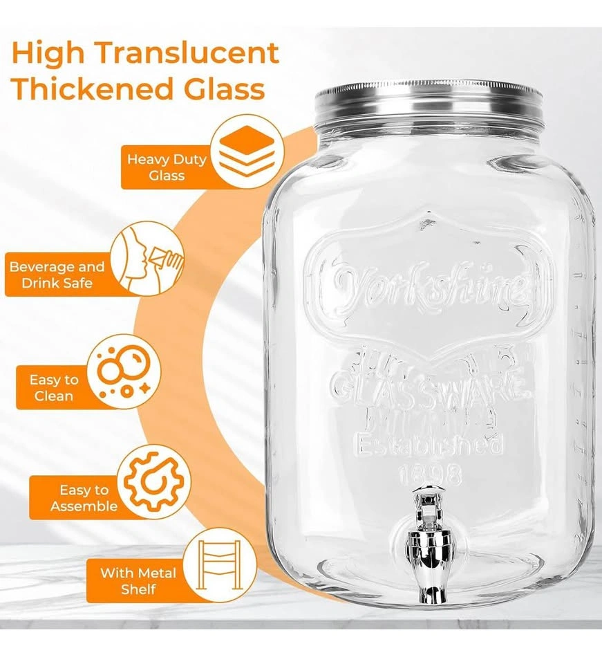 2 Gallon Glass Drink Dispenser with Stand & Spigot - photo 4
