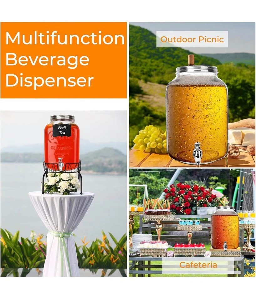 2 Gallon Glass Drink Dispenser with Stand & Spigot - photo 5