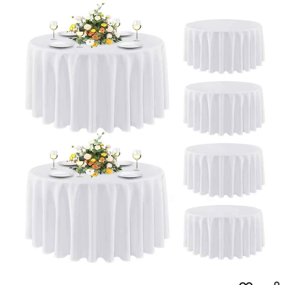 6 Pack 90" Round Table Cover, White, Stain and Wrinkle Resistant - photo 2