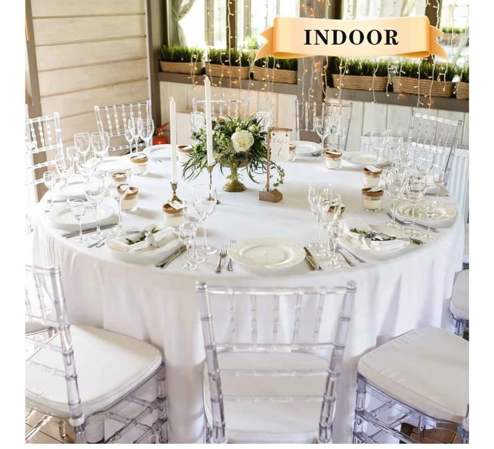 6 Pack 90" Round Table Cover, White, Stain and Wrinkle Resistant - photo 4