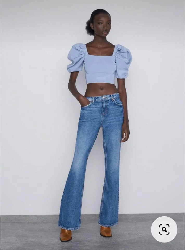 Zara - Puff Sleeve Crop Top - Size S - photo 4