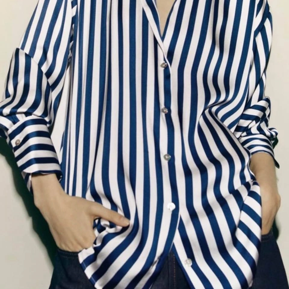 Satin Effect Striped Blouse - XS - photo 4