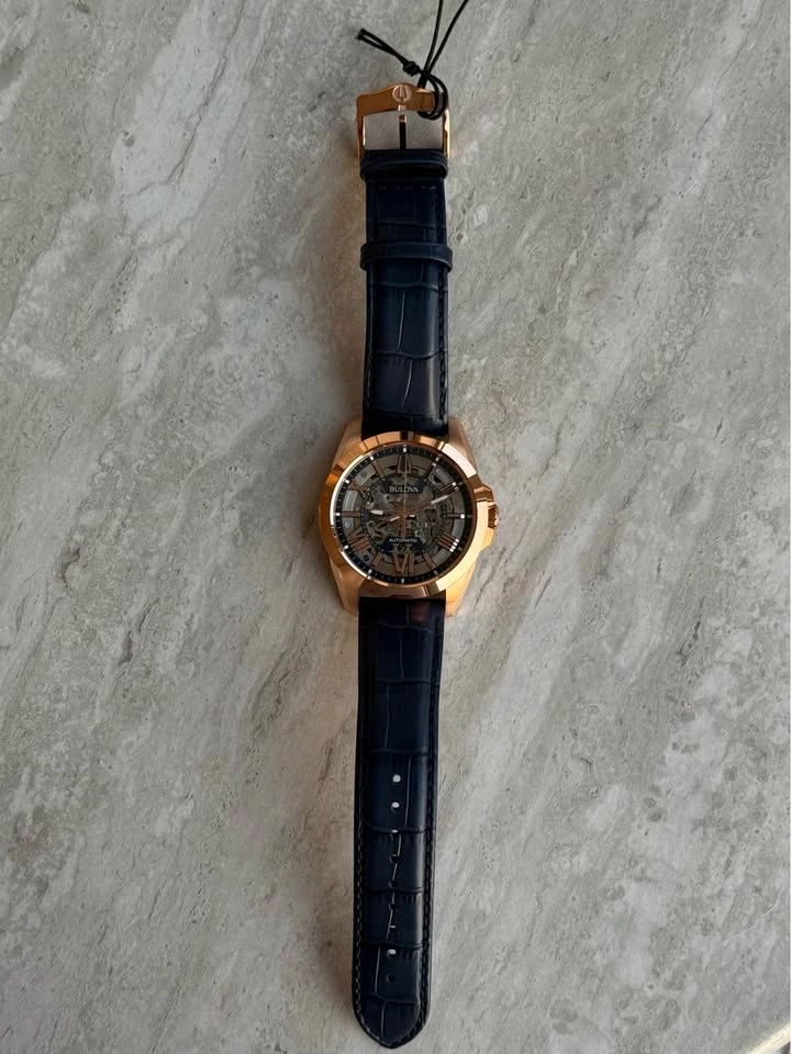 Men's Automatic Classic Sutton Blue Leather Strap Watch 46mm - photo 3