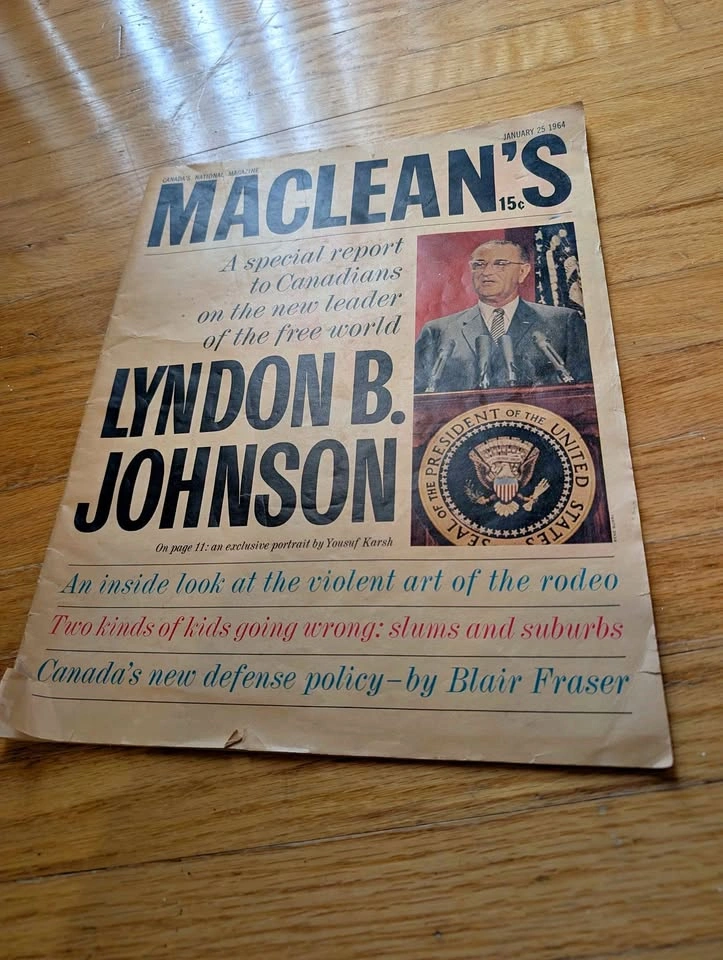 Vintage Maclean's Magazine January 25 1964 Lyndon B. Johnson Cov