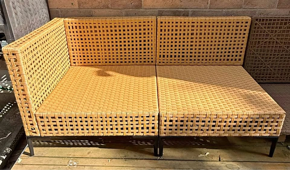 Outdoor Wicker L-Shape Sectional Sofa 2-Piece