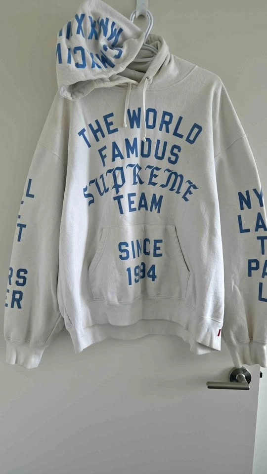 Supreme Team Flocked Hooded Sweatshirt White SS23