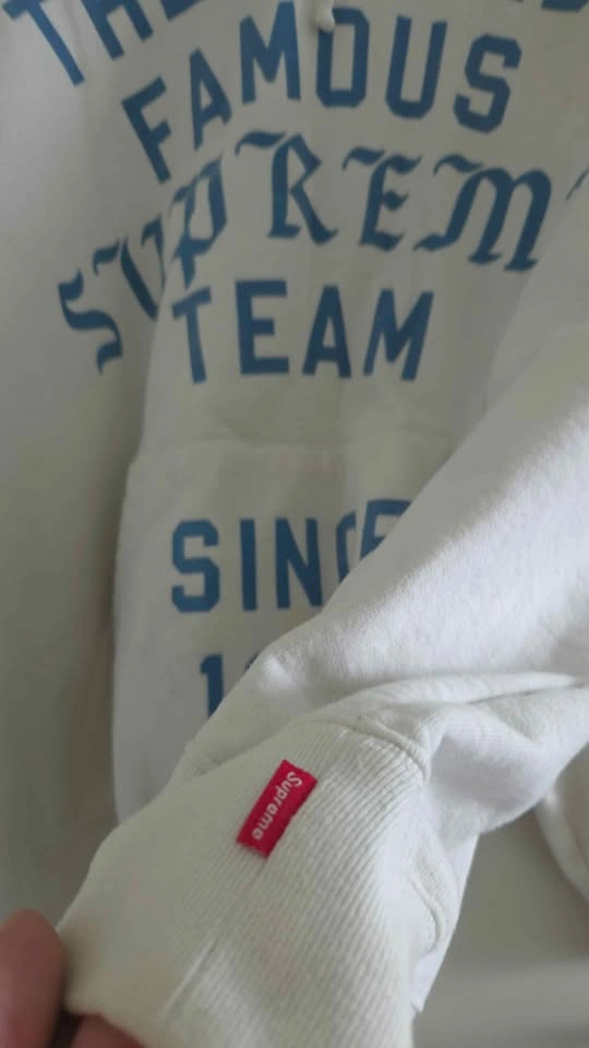 Supreme Team Flocked Hooded Sweatshirt White SS23 - photo 2