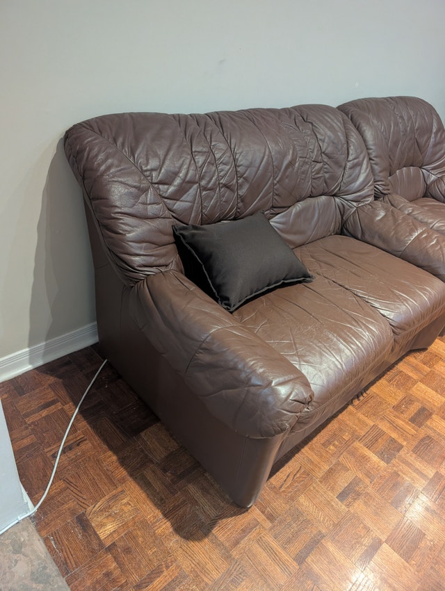 Comfortable Leather Sofa & Chair Set - photo 3