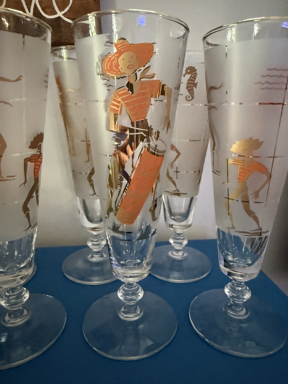 6 VTG MCM Libbey Caribbean Havana Calypso Dancers Tiki Pilsner G - photo 4